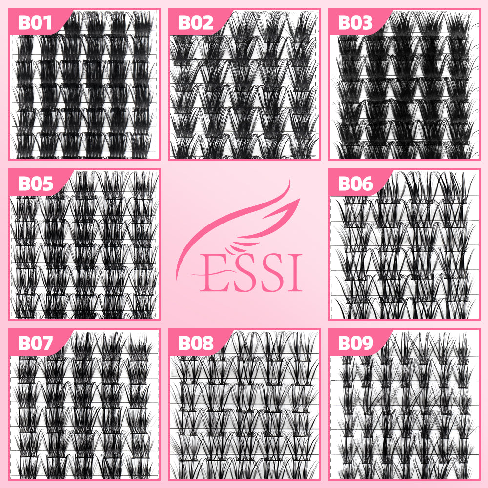 Pestañas postizas DIY (155 unidades), kit de extensiones de pestañas postizas, pestañas + pegamento + pinzas