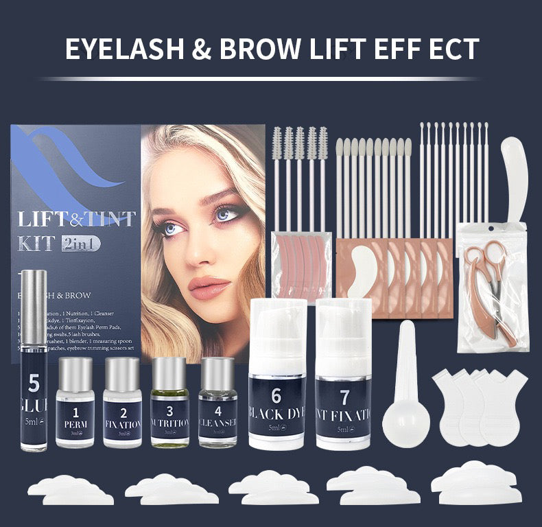 Kit de levantamiento de pestañas y cejas 2 en 1