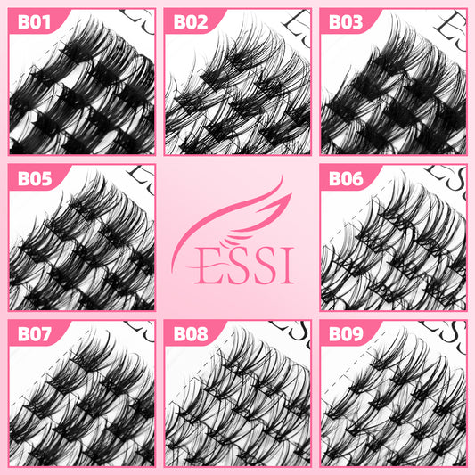 Pestañas postizas DIY (155 unidades), kit de extensiones de pestañas postizas, pestañas + pegamento + pinzas