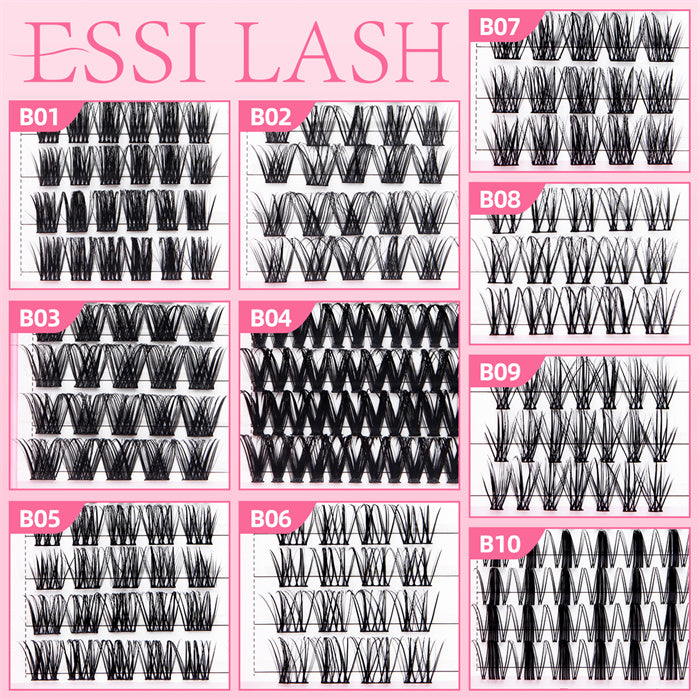 Cluster Lashes,  Cluster Lashes Extensions Kit, Lashes+Glue+Tweezer