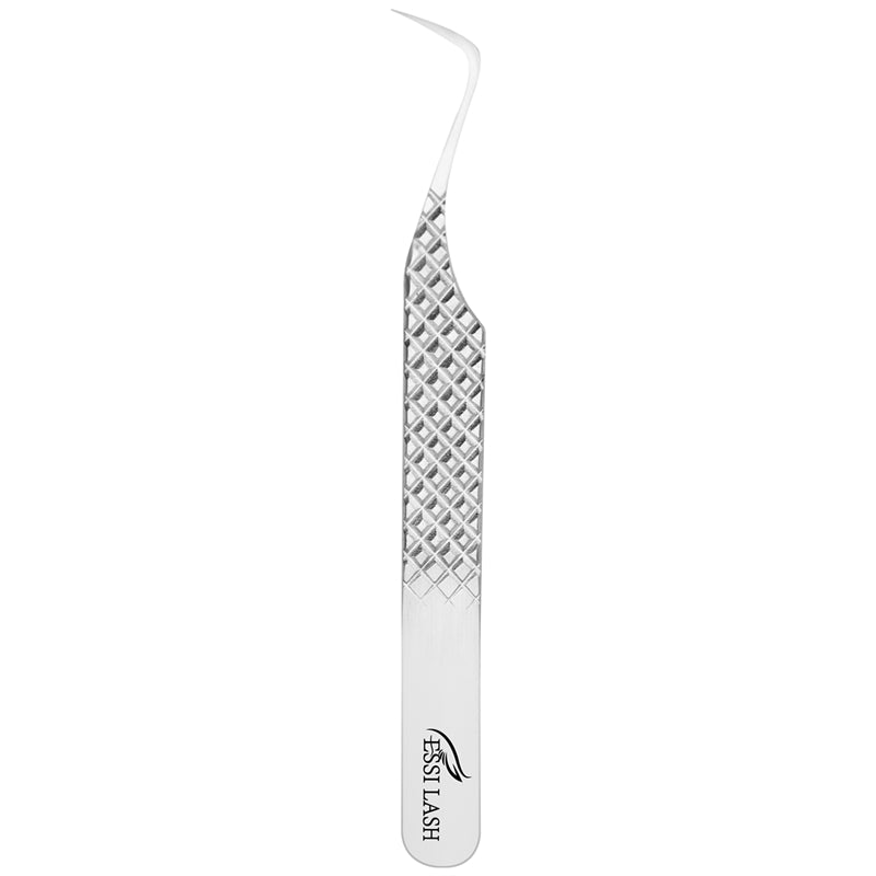 Pinzas para pestañas con volumen premium de plata con punta de fibra 