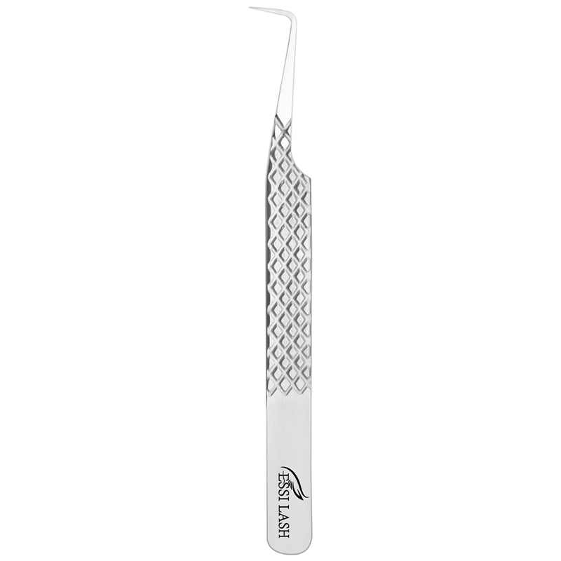 Pinzas para pestañas con volumen premium de plata con punta de fibra 