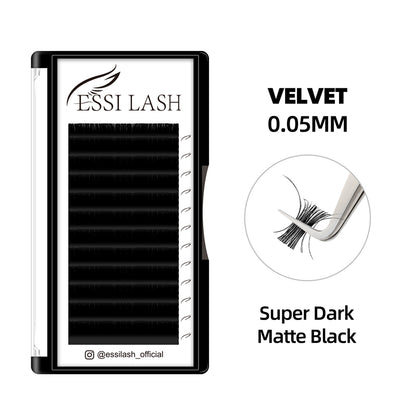 Extensiones de pestañas Velvet Lashes 0.05 Volumen Negro Mate Super Oscuro