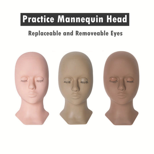 Cabeza de maniquí de práctica con ojos reemplazables