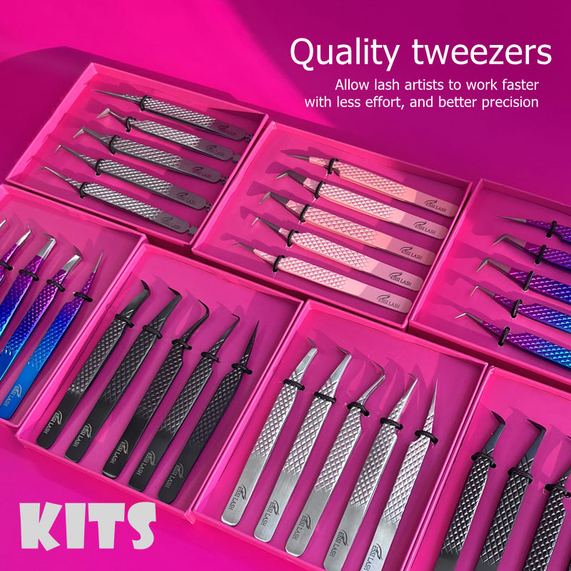 Kit de pinzas de lujo para pestañas (5 piezas) 
