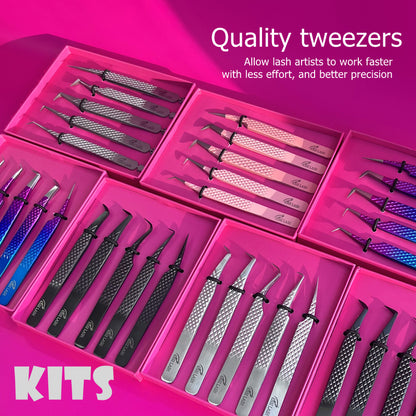 Kit de pinzas de lujo para pestañas (5 piezas) 