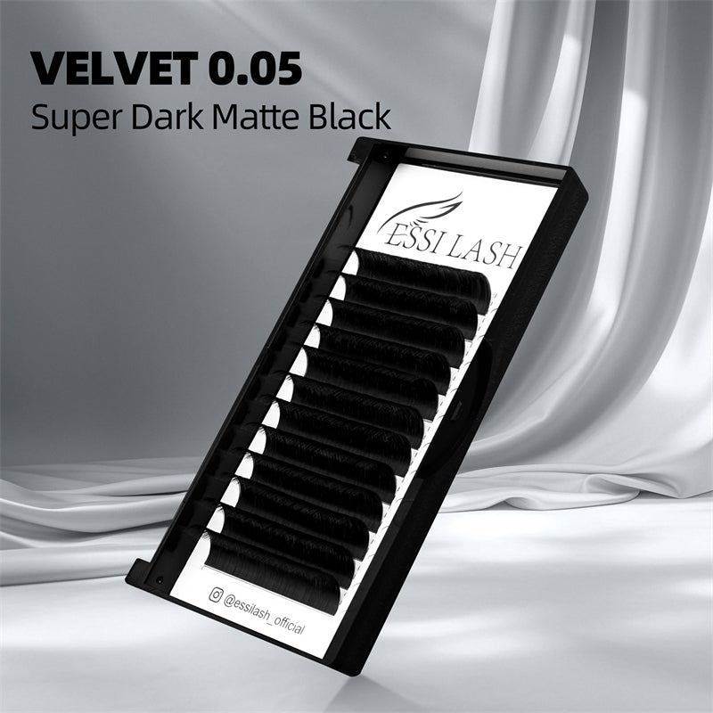 Extensiones de pestañas Velvet Lashes 0.05 Volumen Negro Mate Super Oscuro
