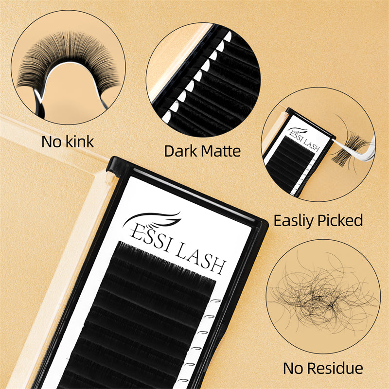 Extensiones de pestañas Velvet Lashes 0.03 Volumen Negro Mate Super Oscuro 