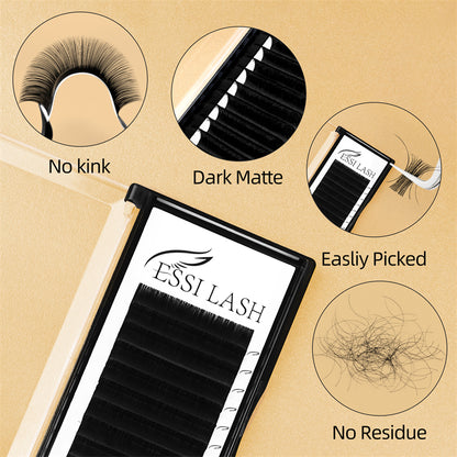Extensiones de pestañas Velvet Lashes 0.03 Volumen Negro Mate Super Oscuro 